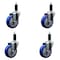 Service Caster 4'' Blue Poly Wheel Swivel 1-1/8'' Expanding Stem Caster Set, 4PK SCC-EX20S414-PPUB-BLUE-118-4 - alternate 1